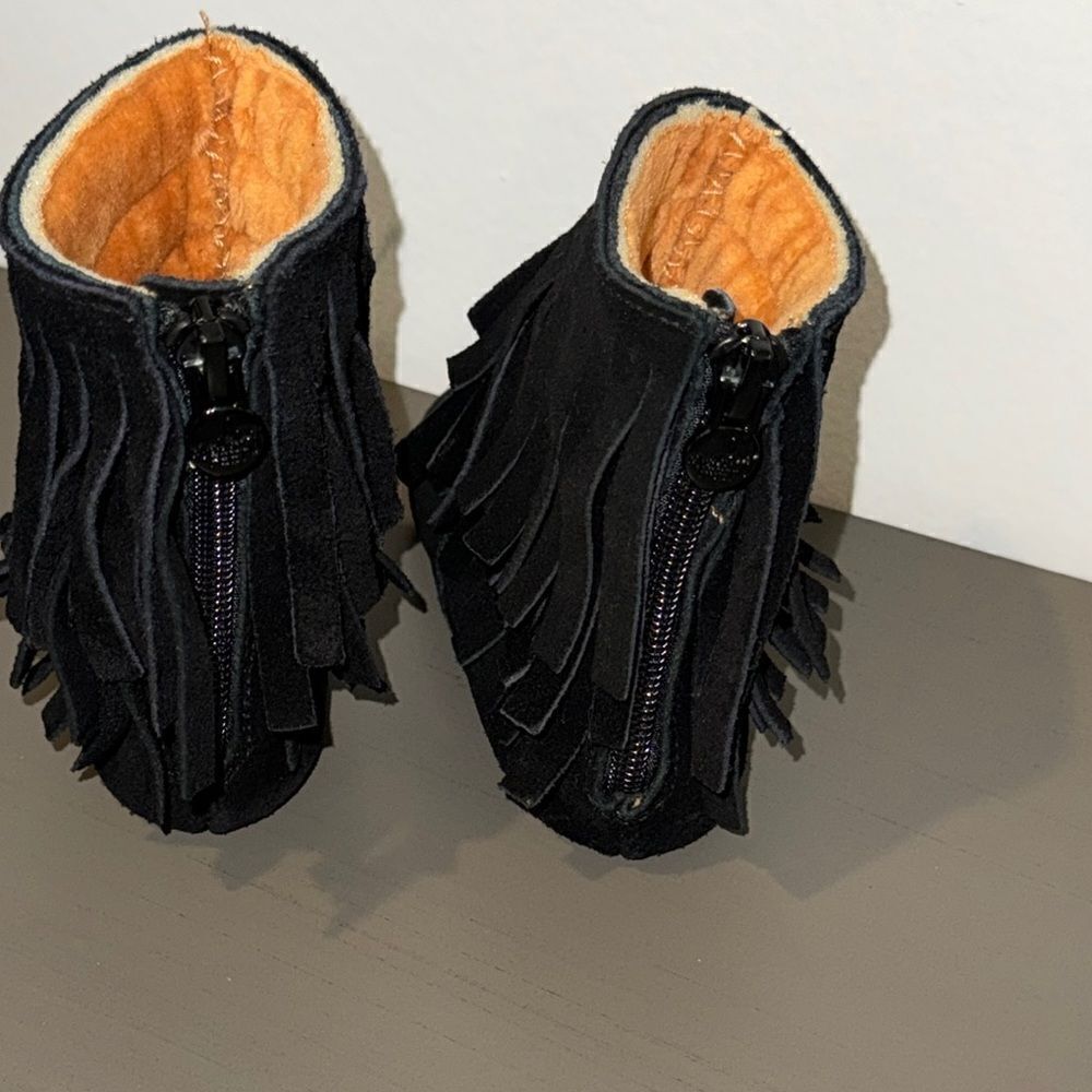 MONKEY FEET Black Fringe Kids Boots - Picture 2 of 9